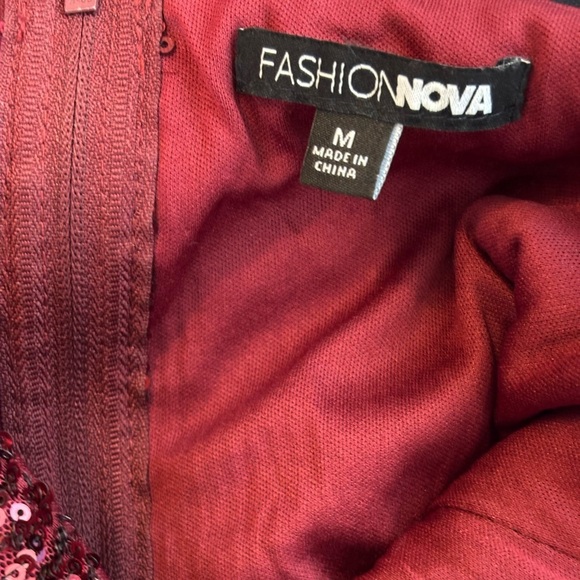 Fashion Nova Striking Arrival Burgundy Silver Sequin Mini Dress - Picture 7 of 10